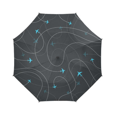 AIRCRAFT DESTINATIONS DARK SEAMLESS BACKGROUND. SEMI-AUTOMATIC FOLDABLE UMBRELLA (MODEL U05) e-joyer